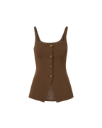 Veronica Beard Liana Button-Up Vest - Walnut