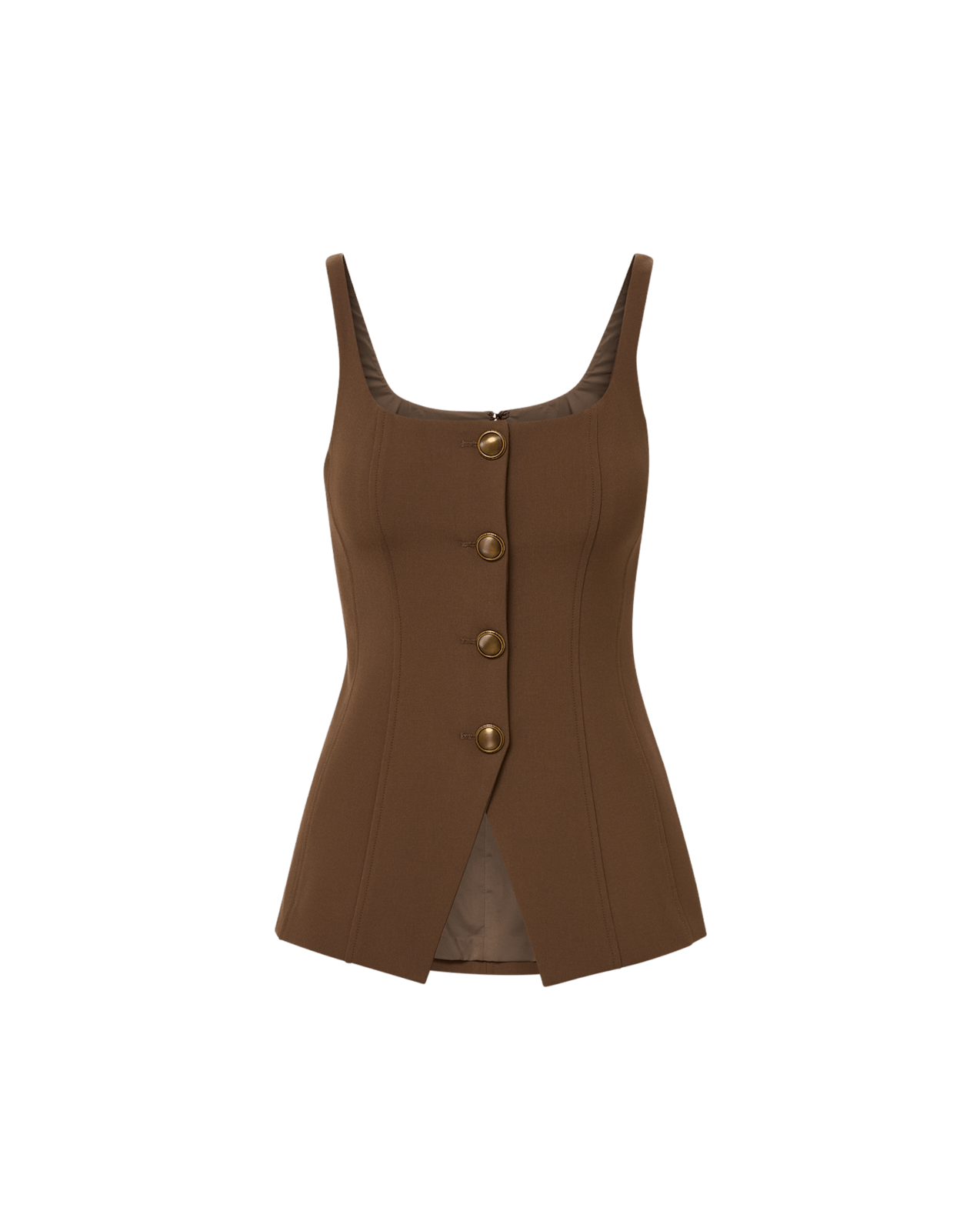 Veronica Beard Liana Button-Up Vest - Walnut