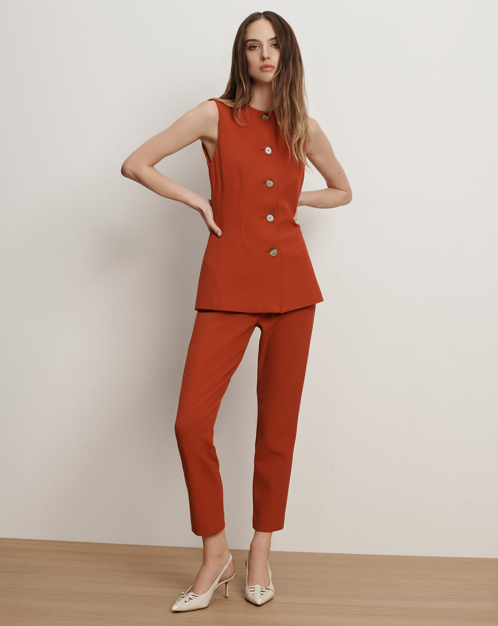 Veronica Beard Stila Slim Pant - Carnelian Red
