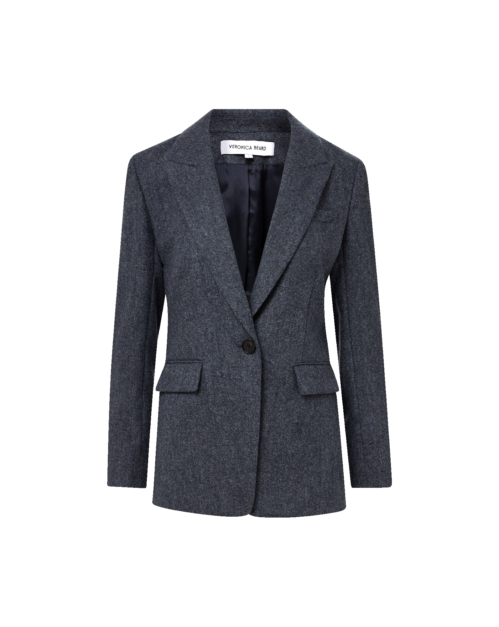 Vega Wool Dickey Single-Breasted Jacket in Blue Melange | Veronica