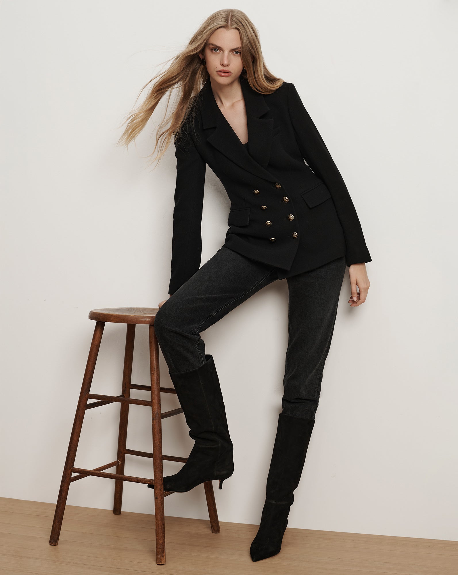 Claude Dickey Double-Breasted Jacket in Black | Veronica Beard