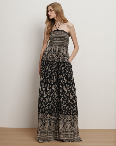 Veronica Beard Ayanna Halter Maxi Dress - Black Multi