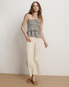 Veronica Beard Damsey Smocked Halter Top - Ecru Multi