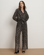 Veronica Beard Callaway Smocked Wide-Leg Pant - Black Multi