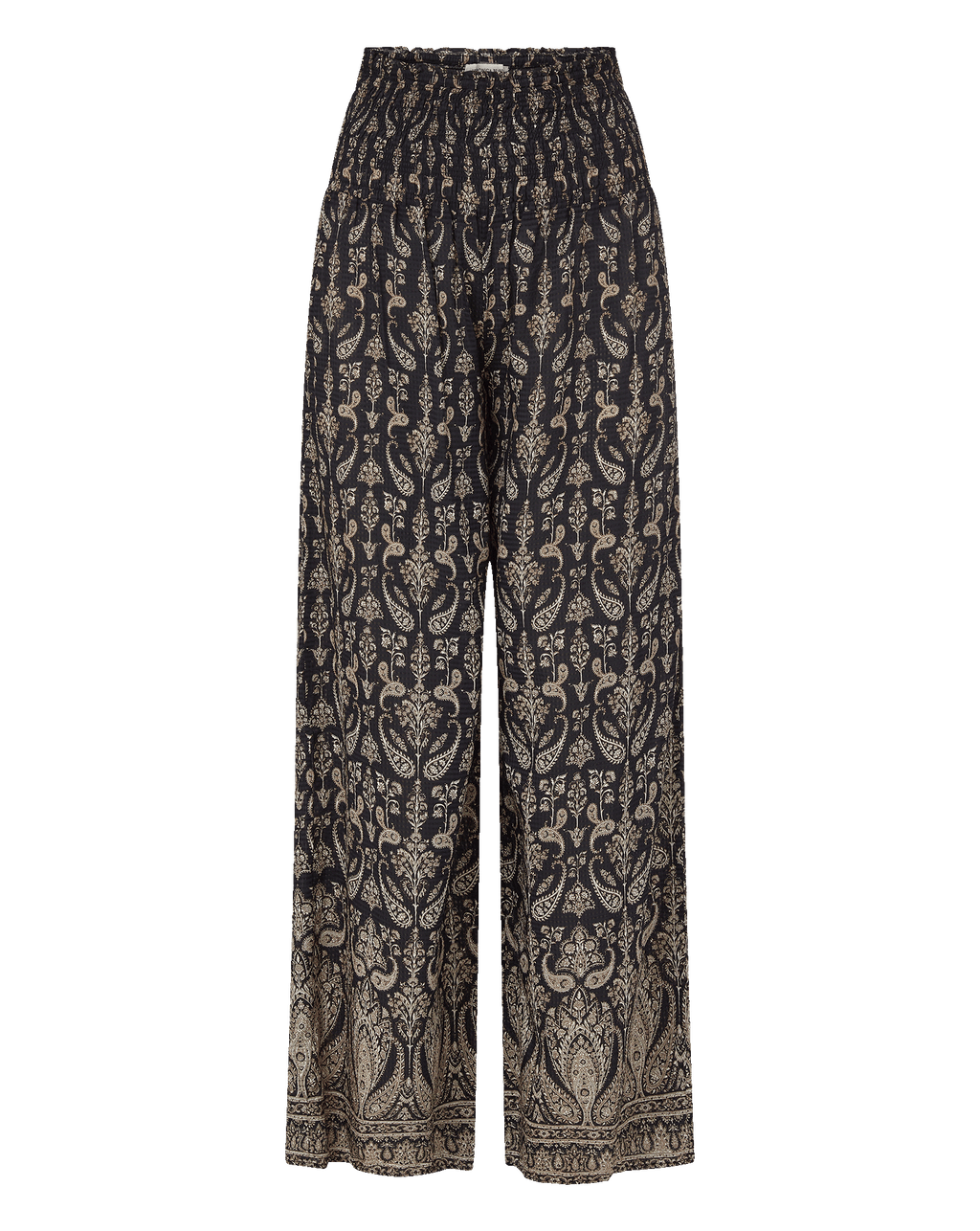 Veronica Beard Callaway Smocked Wide-Leg Pant - Black Multi
