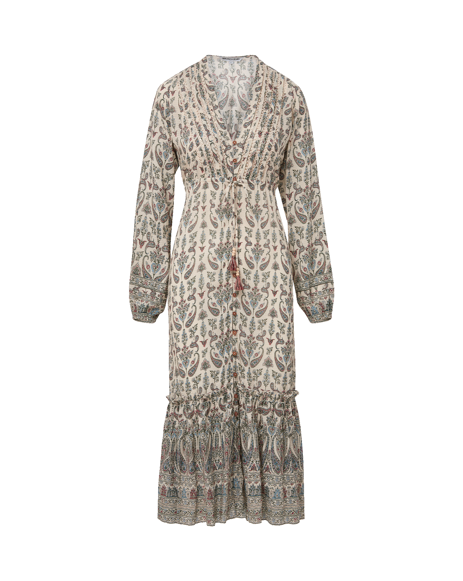 Vani Paisley V-Neck Midi Dress in Ecru Multi | Veronica Beard