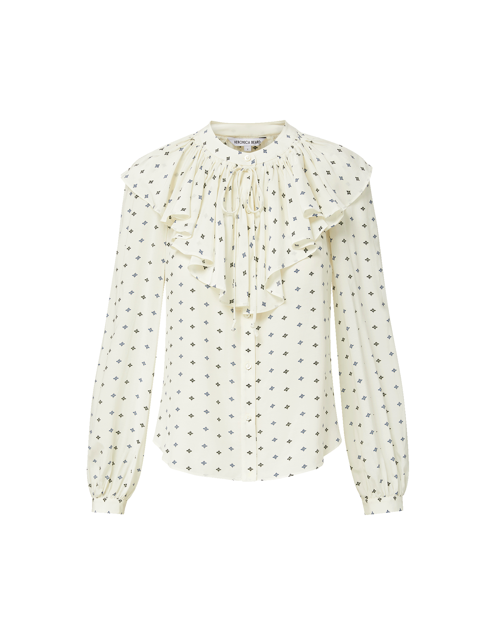 Veronica Beard Gomez Ruffled Blouse - Ecru Multi
