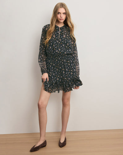 Veronica Beard Mirabel Silk Mini Dress | Dark Hunter Green Multi