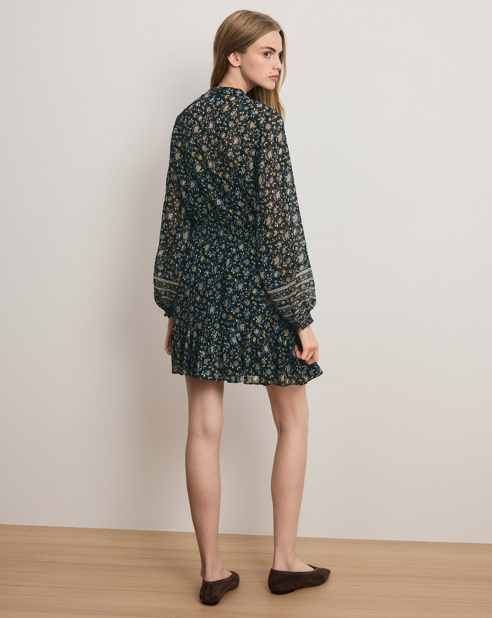 Veronica Beard Mirabel Silk Mini Dress - Dark Hunter Green Multi