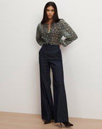 Veronica Beard Lollie Floral Button-Down Blouse - Dark Hunter Green Multi