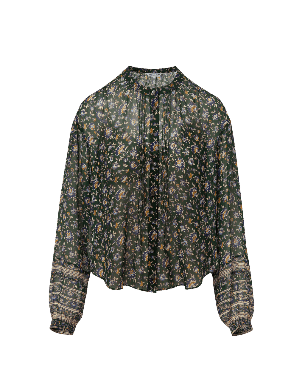 Veronica Beard Lollie Floral Button-Down Blouse - Dark Hunter Green Multi