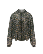 Veronica Beard Lollie Floral Button-Down Blouse - Dark Hunter Green Multi