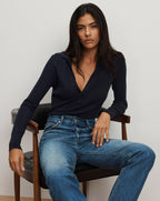 Veronica Beard Rouni Merino Wool Pullover - Navy