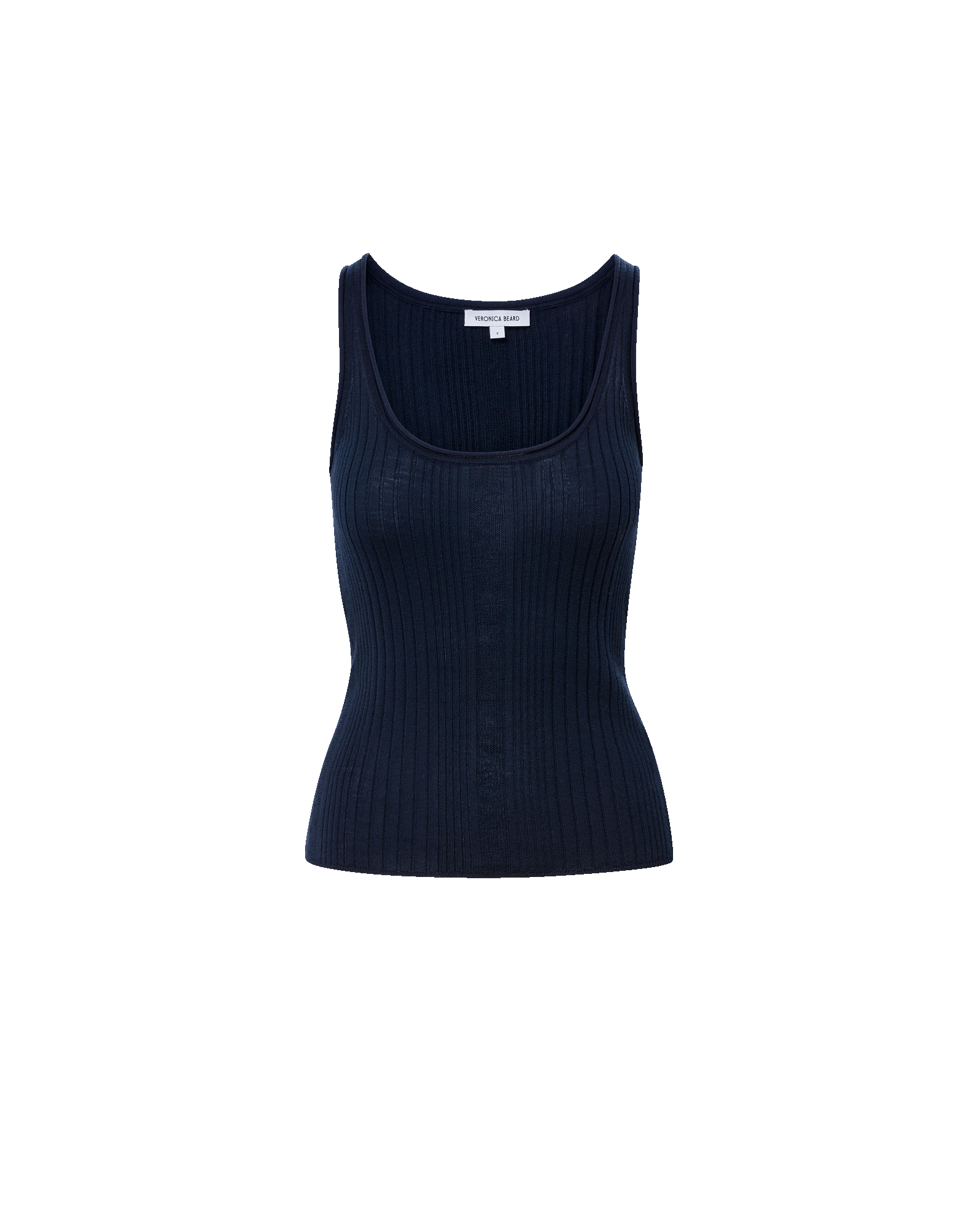 Birke Merino Wool Ribbed Tank Top in Navy | Veronica Beard