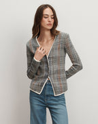 Veronica Beard Nadialine Knit Jacket - Dark Hunter Green Multi