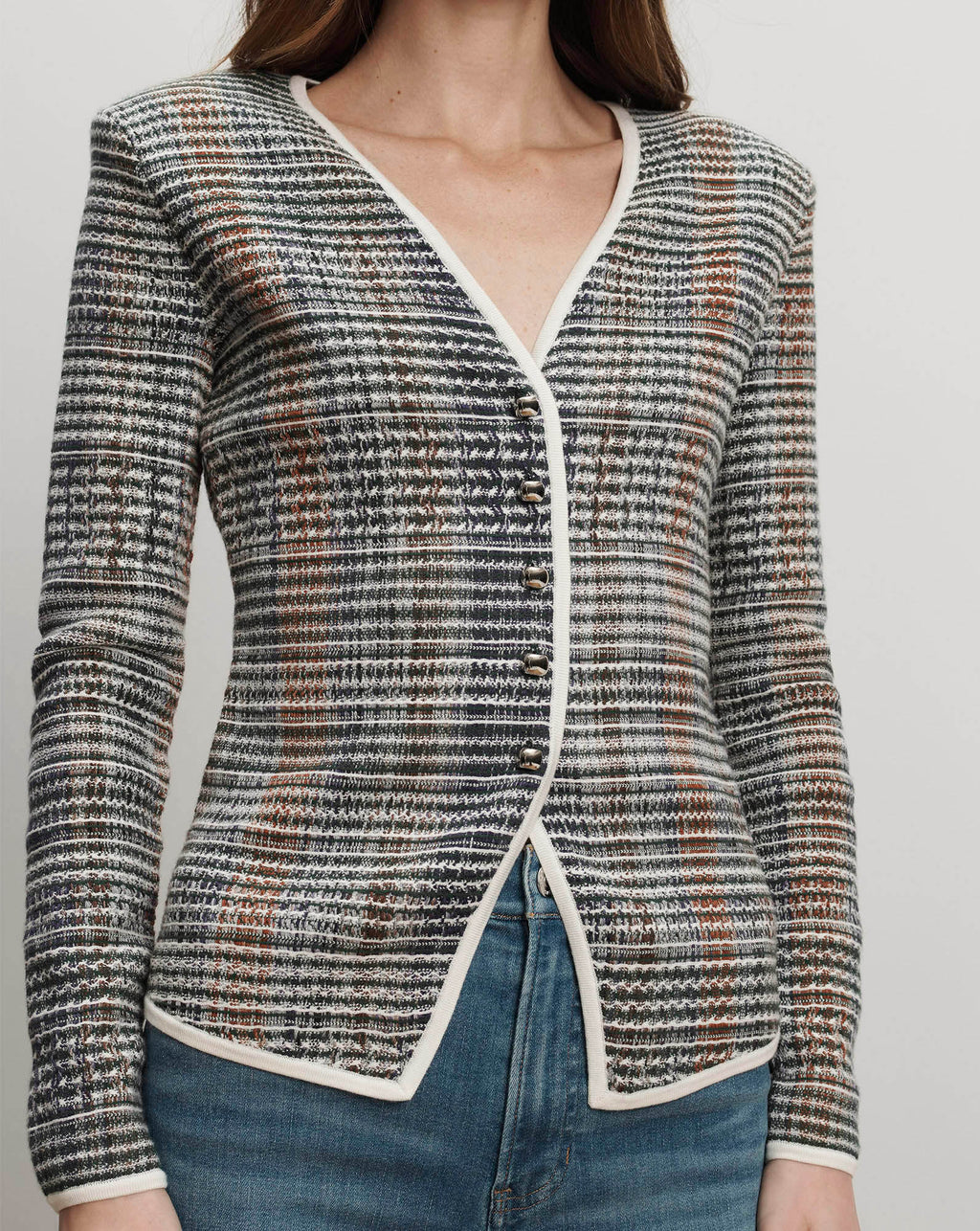 Veronica Beard Nadialine Knit Jacket - Dark Hunter Green Multi