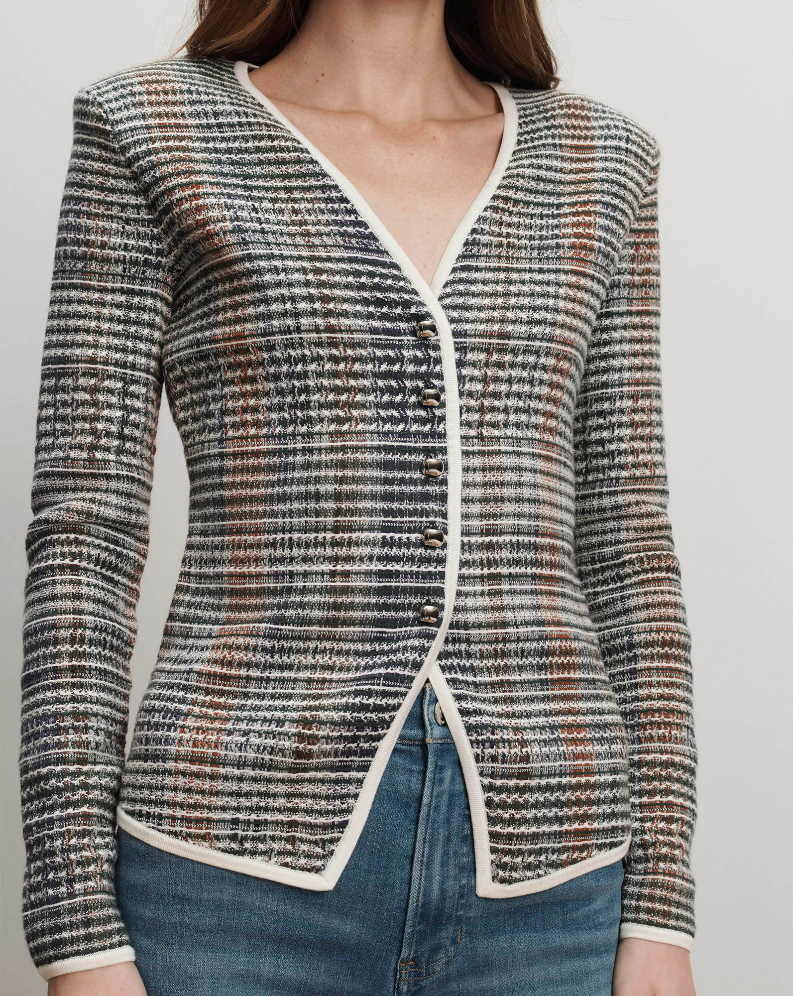 Veronica Beard Nadialine Knit Jacket - Dark Hunter Green Multi