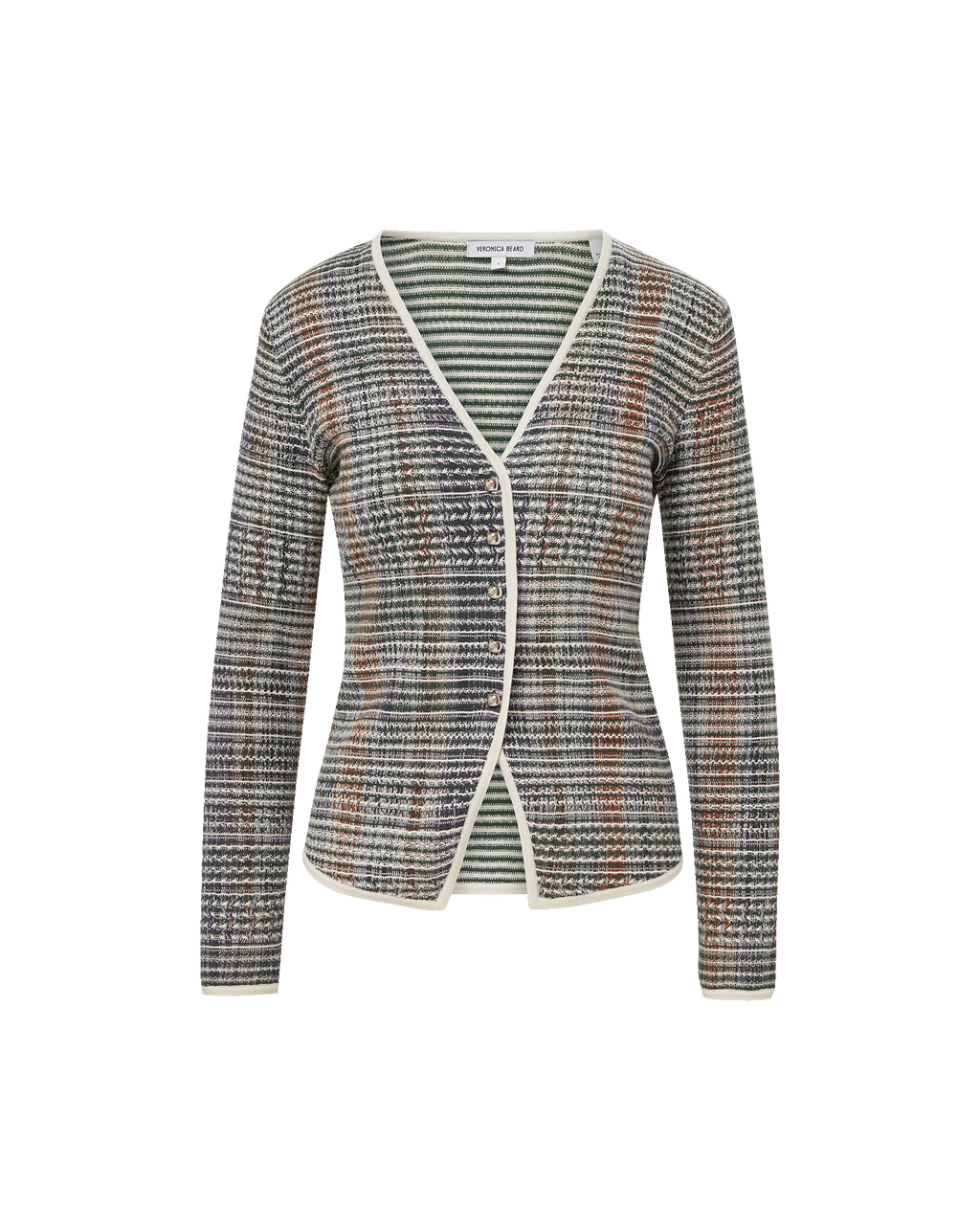 Veronica Beard Nadialine Knit Jacket Dark Hunter Green Multi