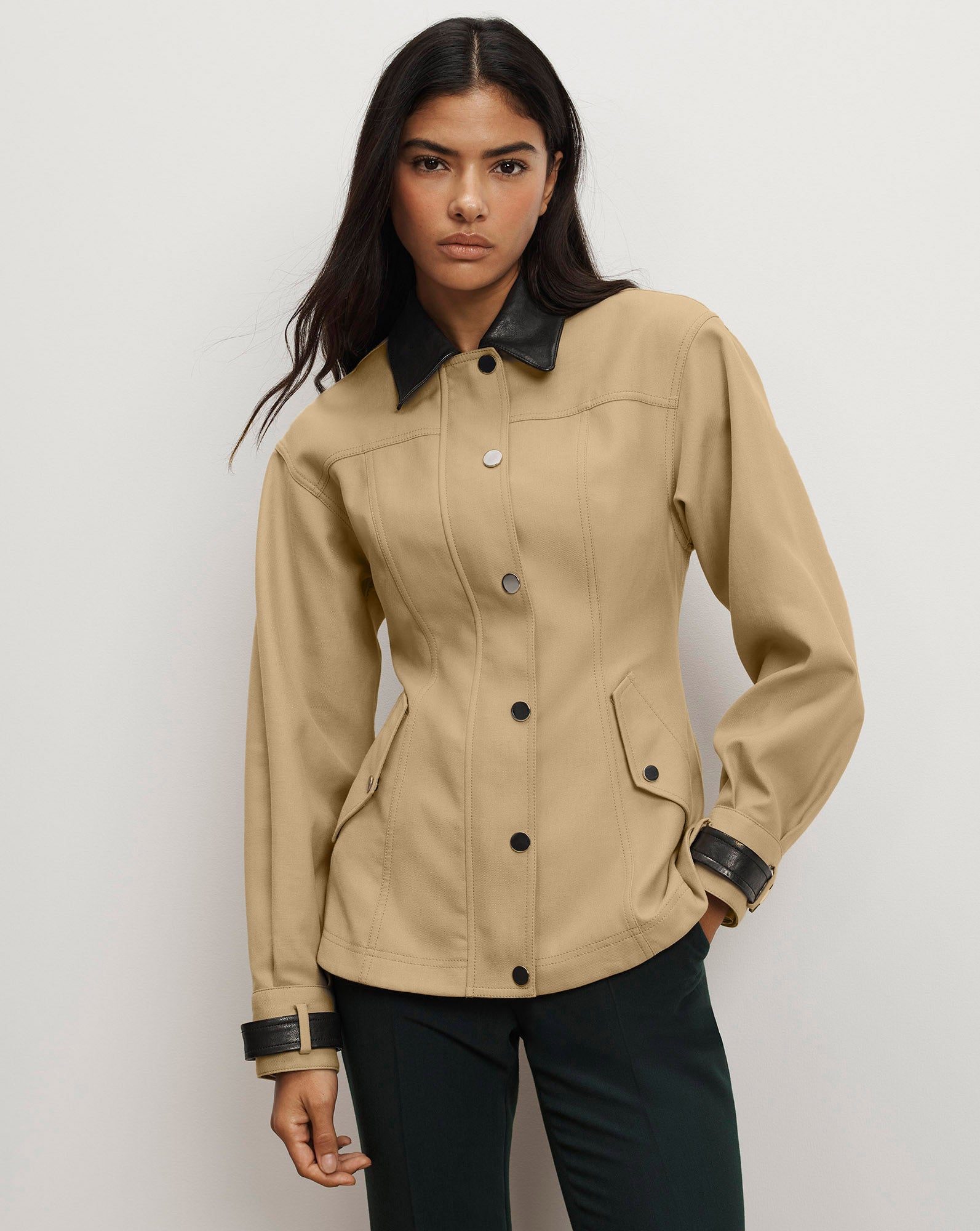 Veronica Beard Talla Peplum Jacket - Sand