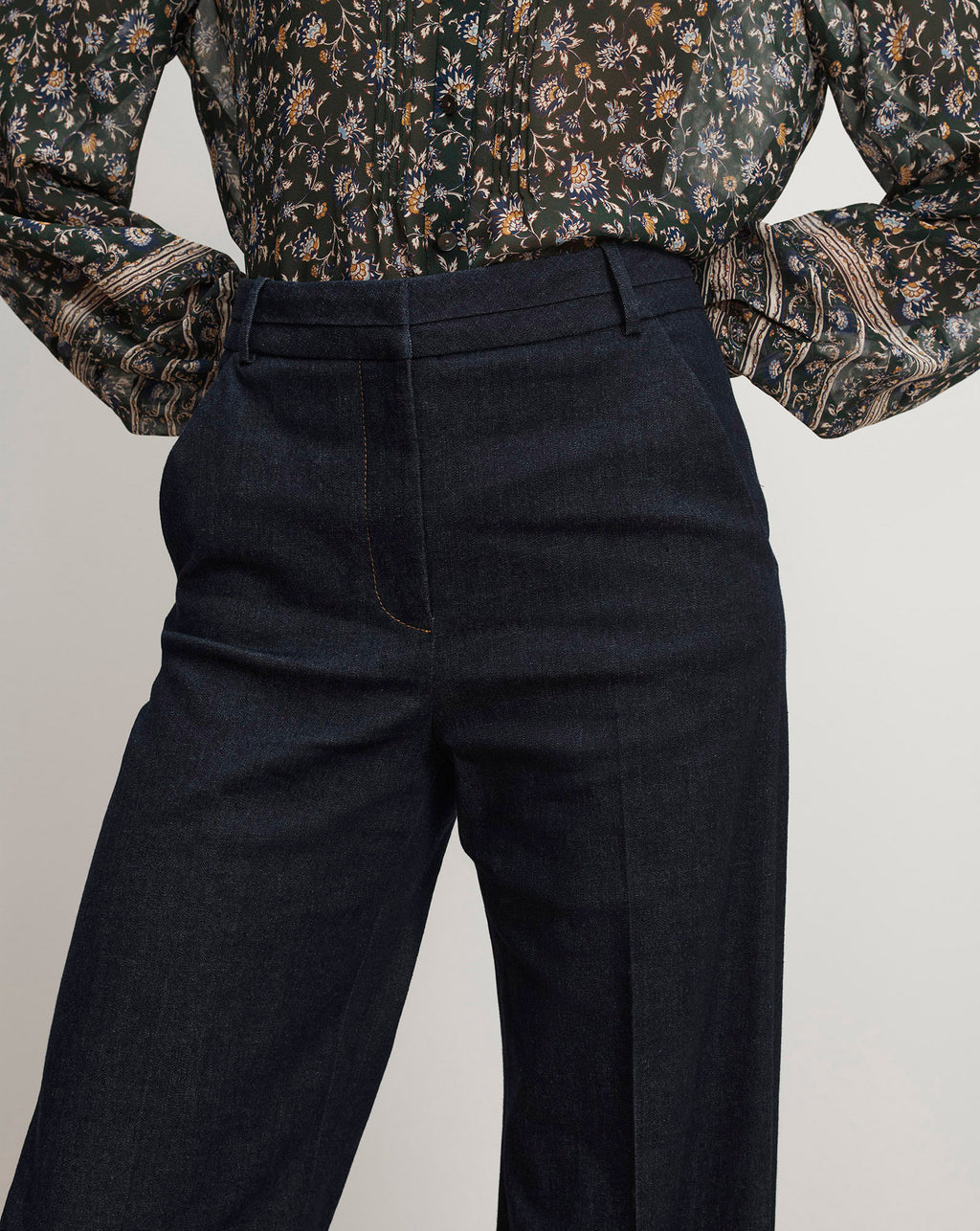 Veronica Beard Crue Wide-Leg Denim Pant - Midnight Wash