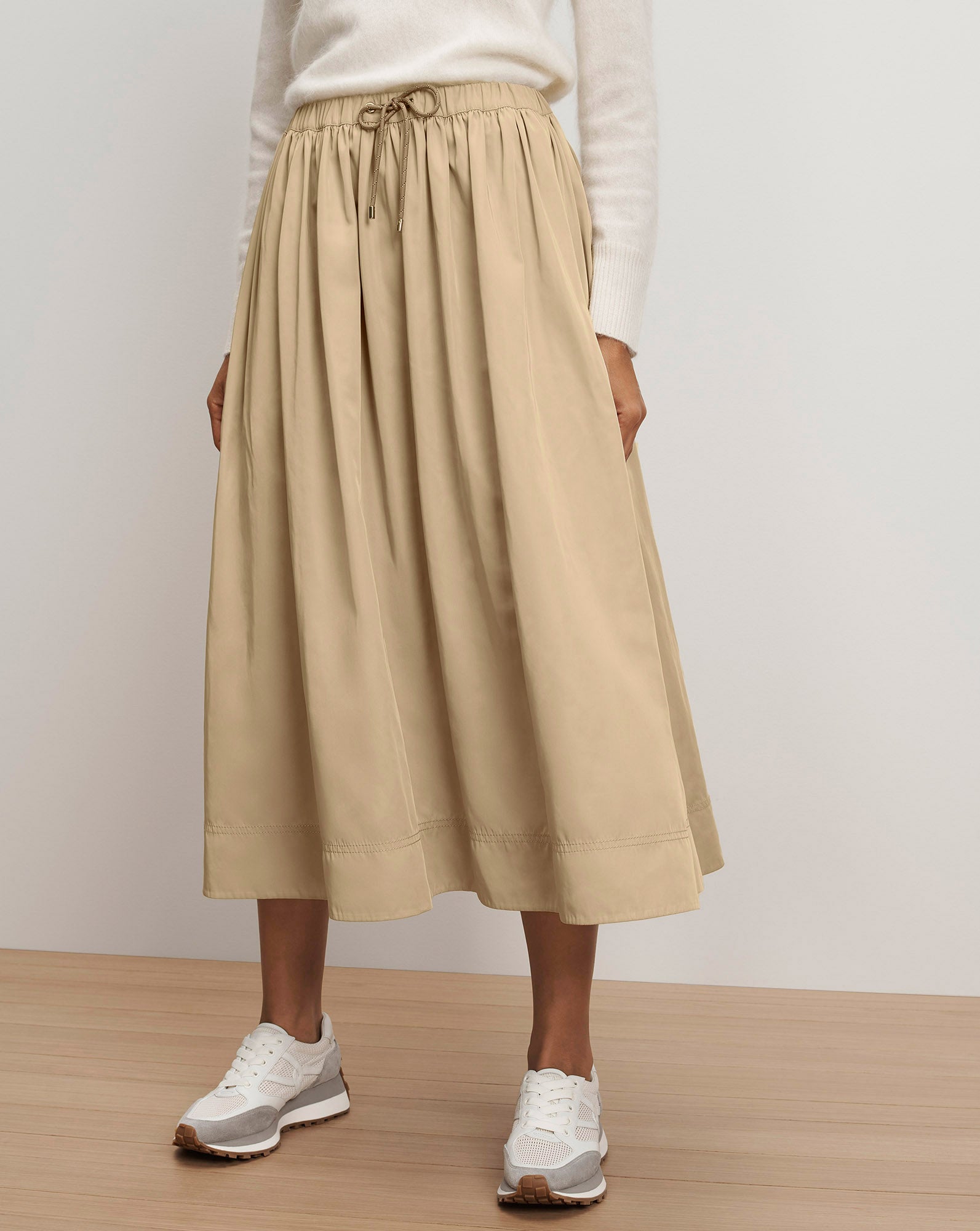 Bates Bungee Midi Skirt in Tan Sand | Veronica Beard