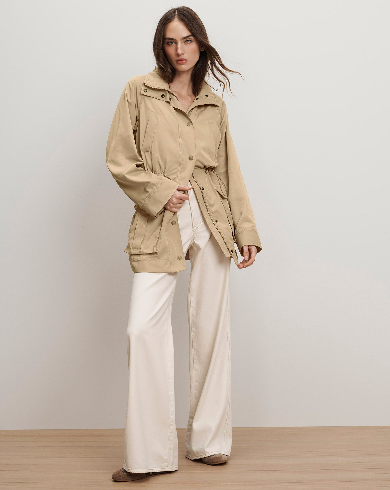 Arnault Parka Jacket in Tan Sand | Veronica Beard