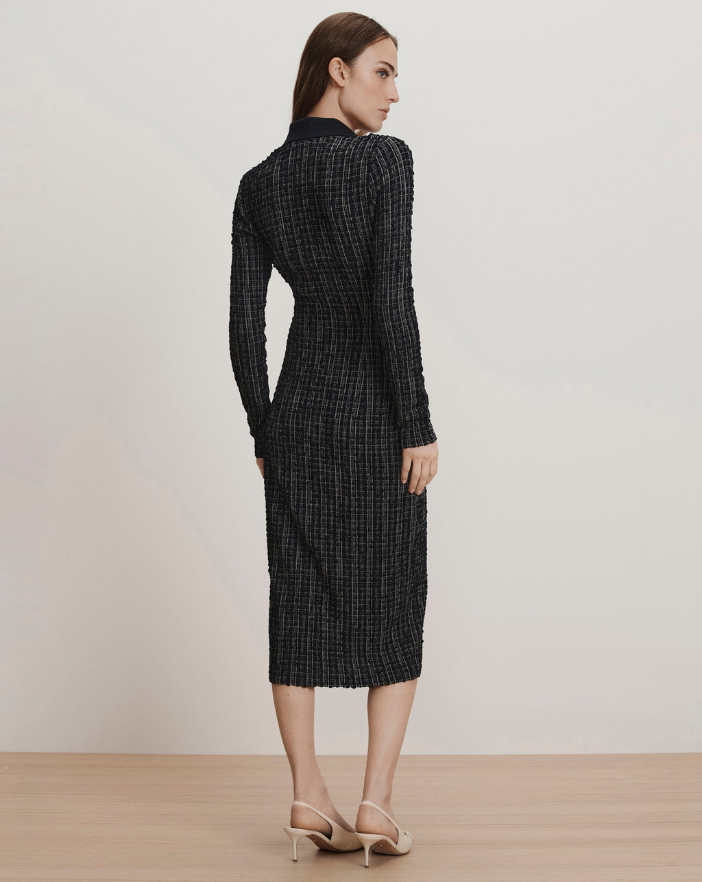 Veronica Beard Barrett Plaid Midi Dress - Navy/White Multi