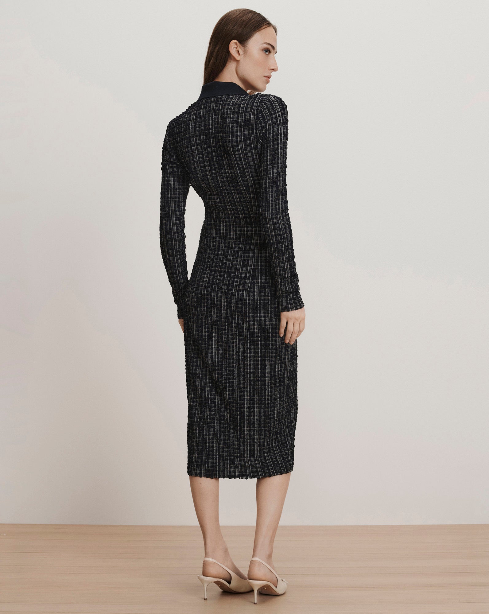 Veronica Beard Barrett Plaid Midi Dress - Navy/White Multi