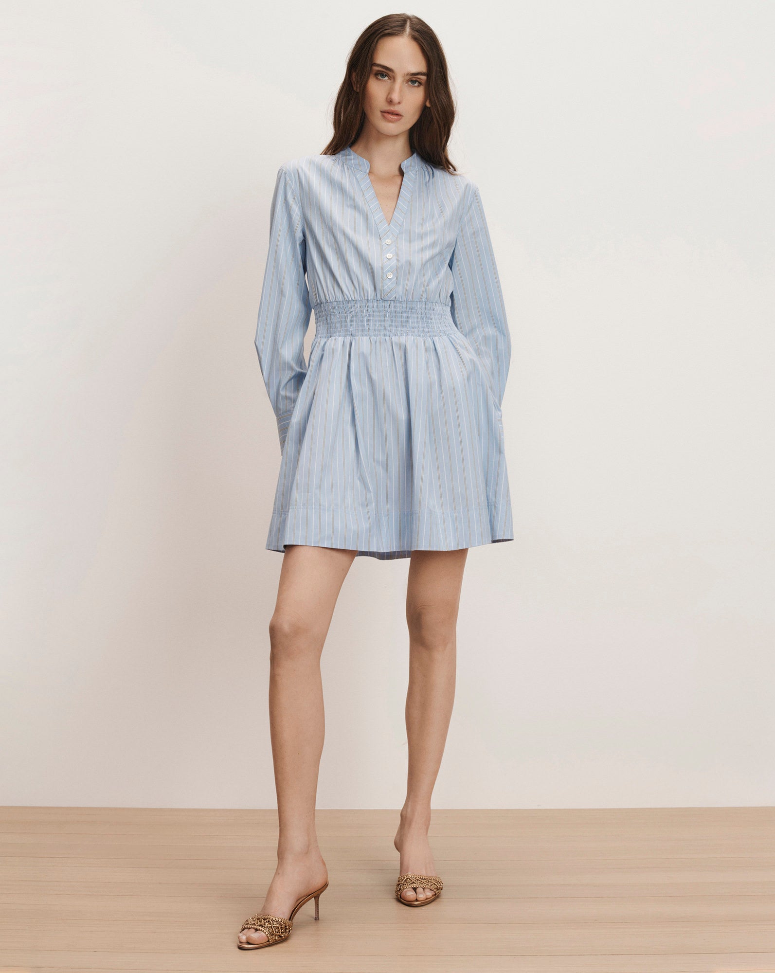 Veronica Beard Schor Mini Shirtdress | Ice Blue Multi | Size 6 Veronica Beard Schor Mini Shirtdress | Ice Blue Multi | Size 6