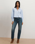 Veronica Beard Kaits Striped Blouse - Ice Blue Multi