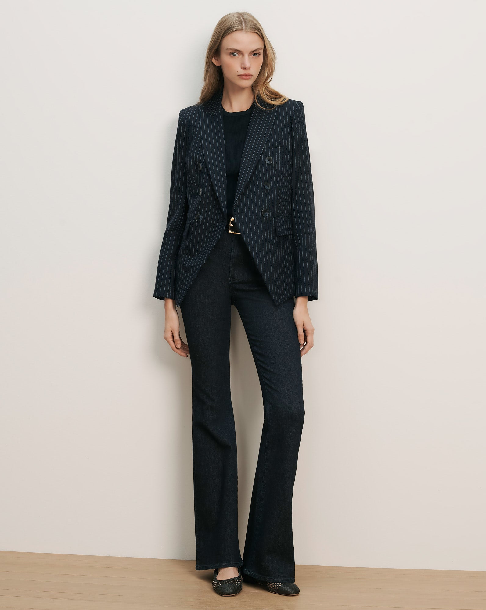 Miller Pinstripe Dickey Jacket in Navy/Royal Blue | Veronica Beard