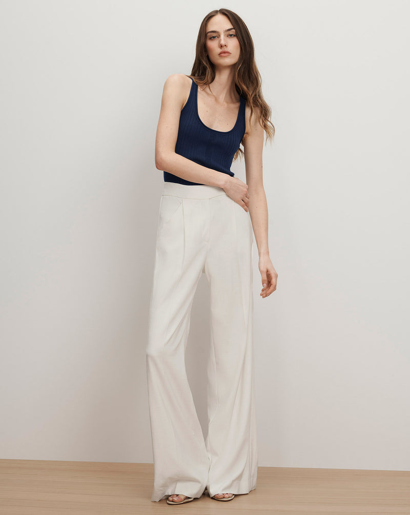 Veronica Beard Marbeau Wide-Leg Pant - Dove White