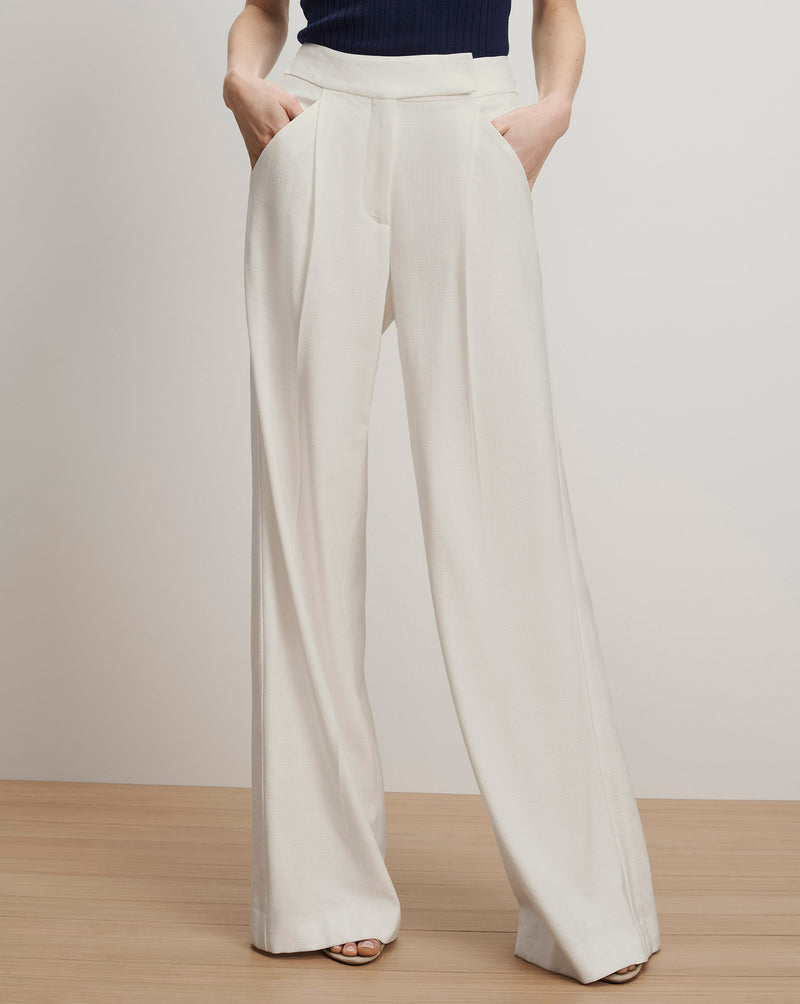 Veronica Beard Marbeau Wide-Leg Pant - Dove White