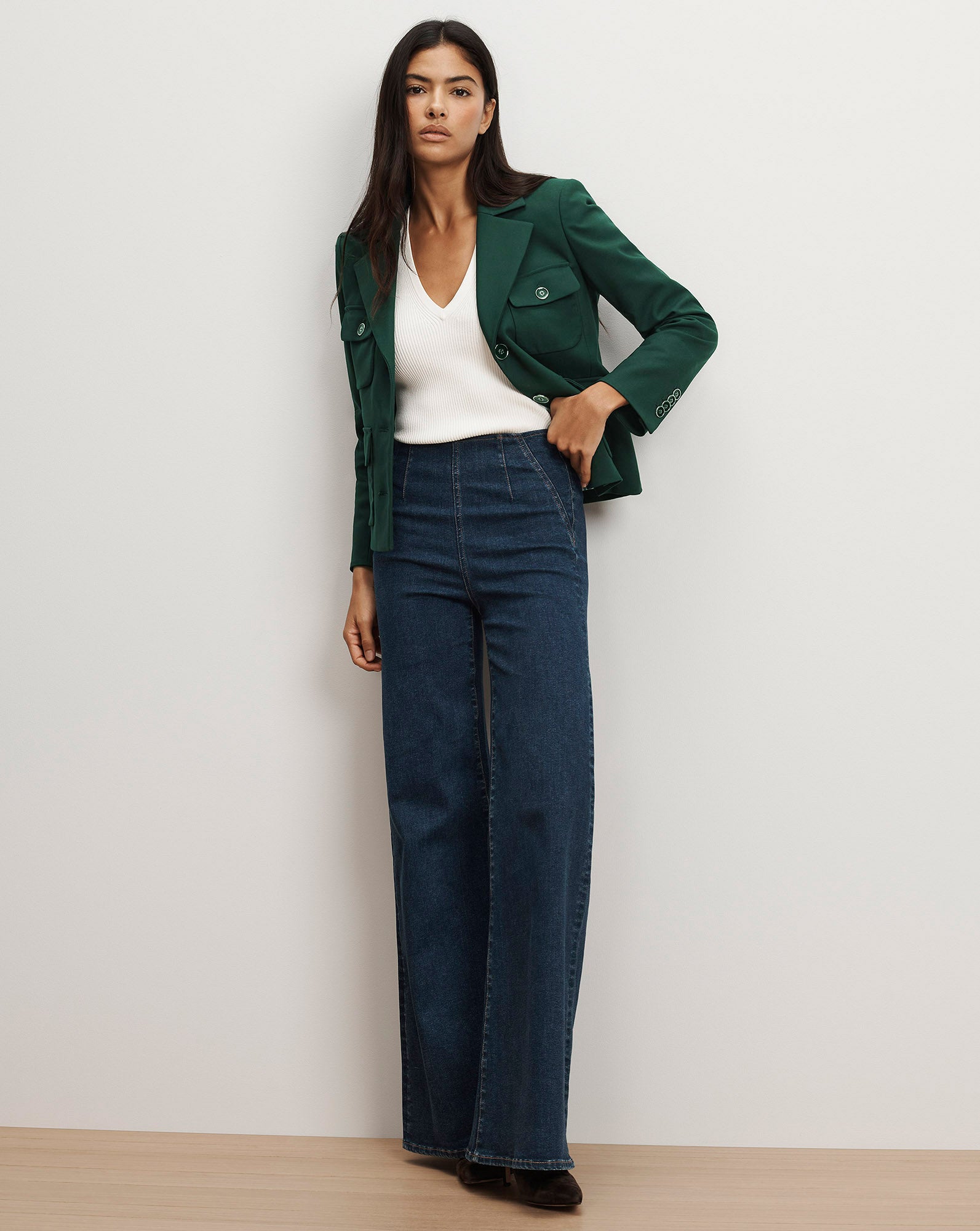 Veronica Beard Schuyler Tailored Utility Jacket - Dark Hunter Green