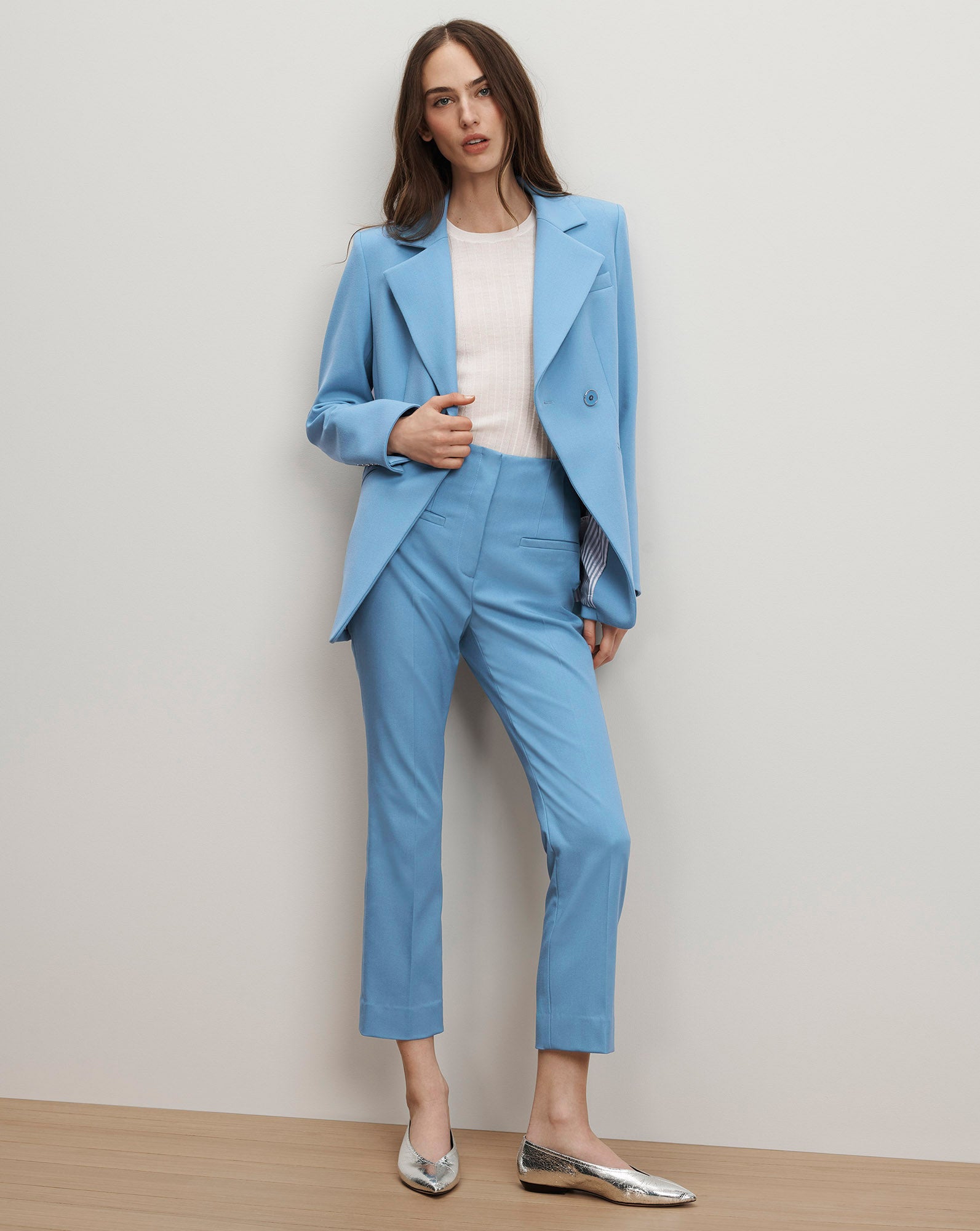 Veronica Beard Kean Slim-Leg Pant - Blue Jasper