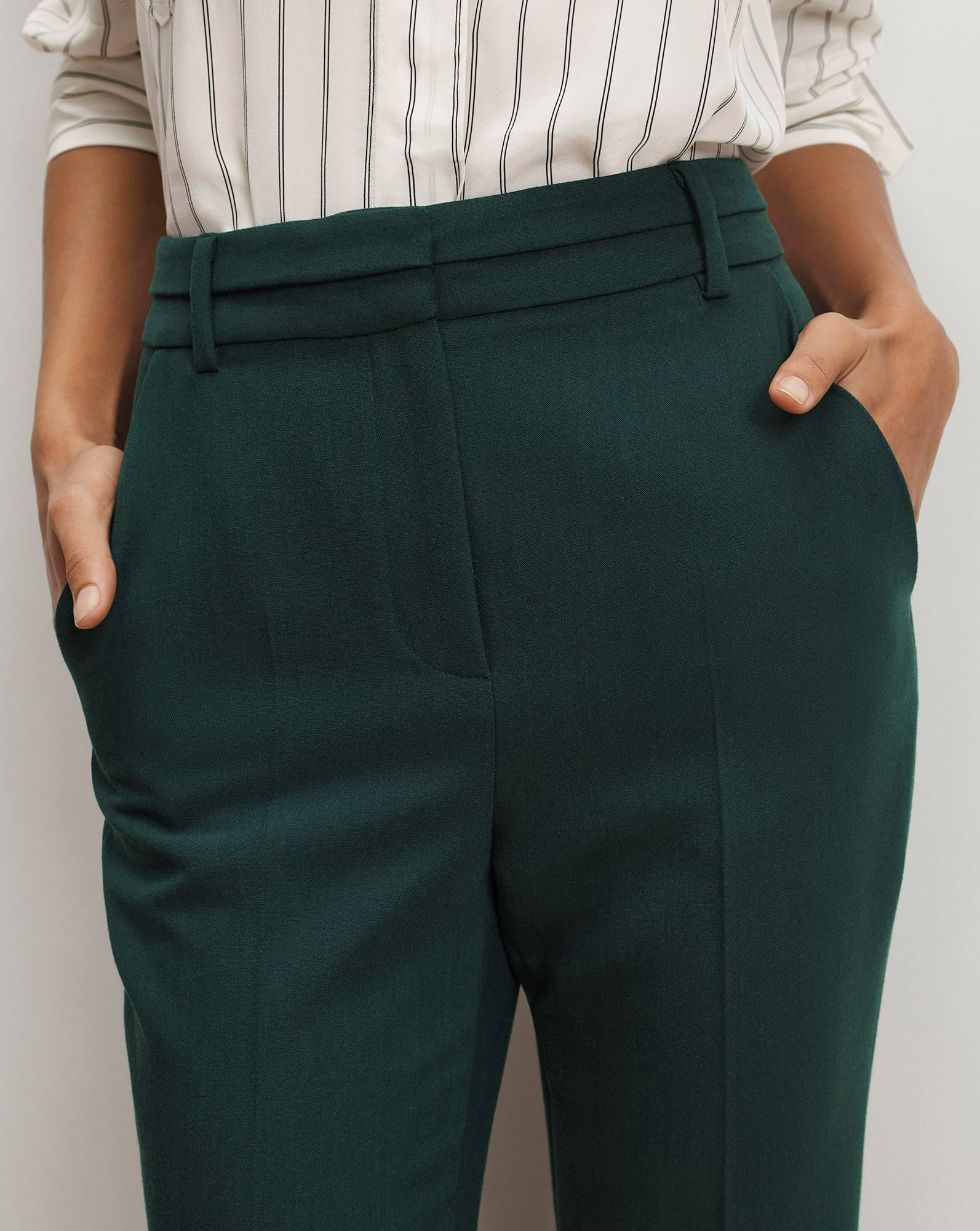 Melvin Flared Pant in Dark Hunter Green | Veronica Beard