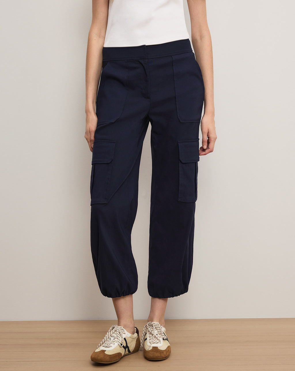 Veronica Beard Dari Wide-Leg Cargo Pant - Navy