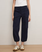 Veronica Beard Dari Wide-Leg Cargo Pant - Navy