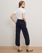 Veronica Beard Dari Wide-Leg Cargo Pant - Navy