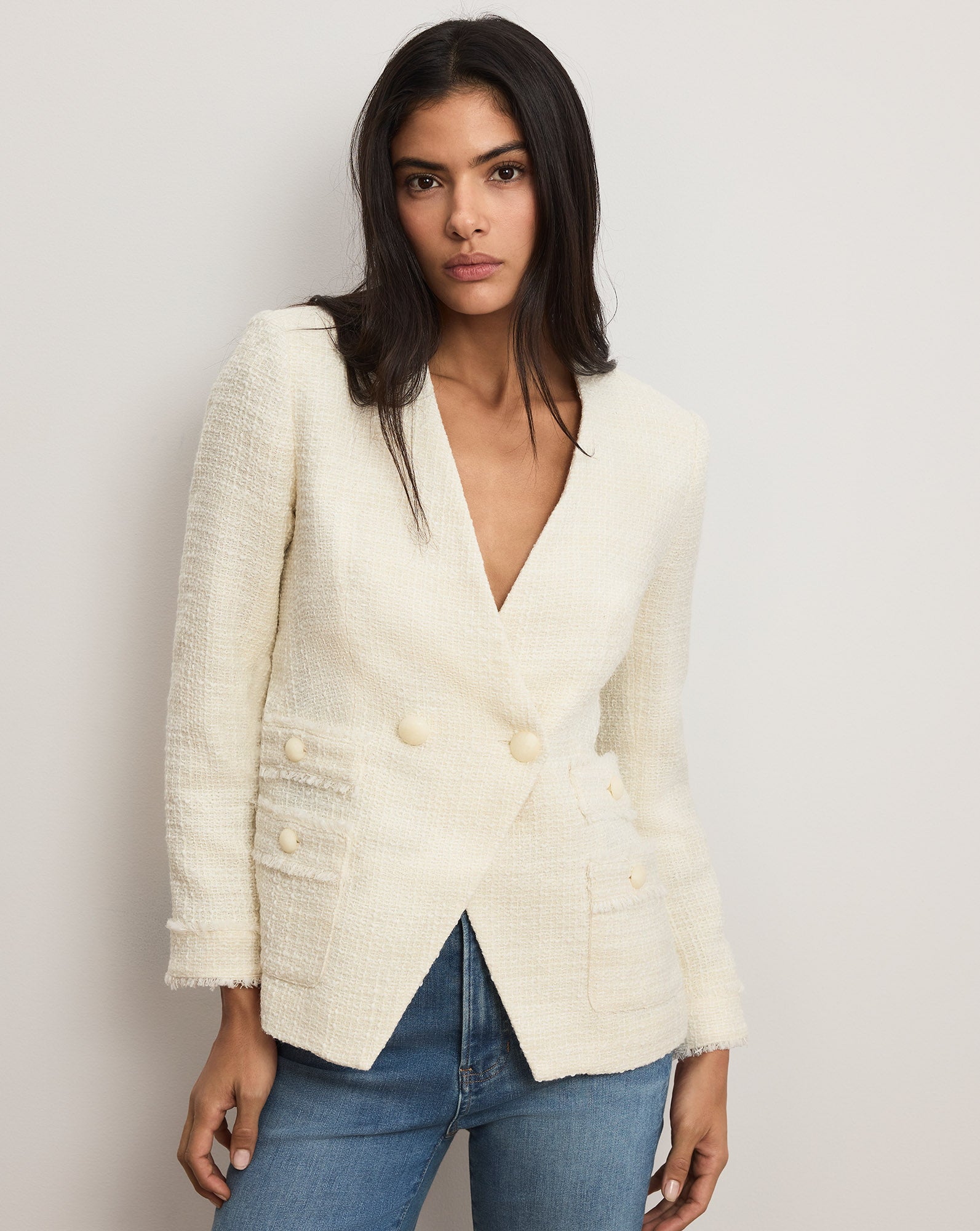 Yves Tweed Jacket in Dove White | Veronica Beard