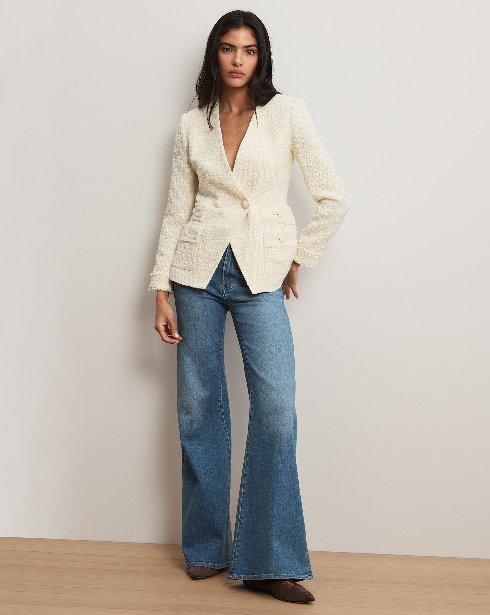 Yves Tweed Jacket in Dove White | Veronica Beard