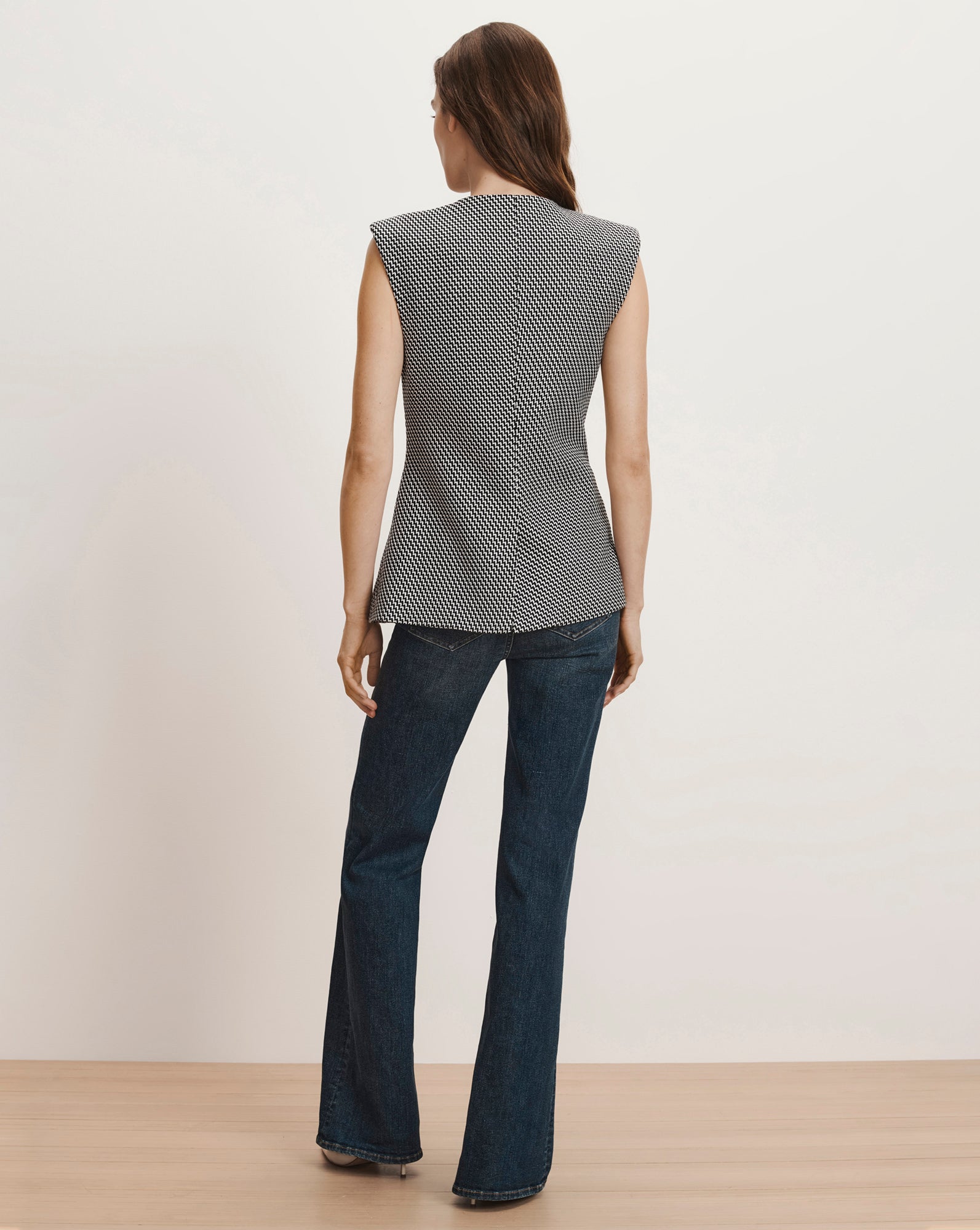 Veronica Beard Tamara Tweed Vest - Navy/Dove White