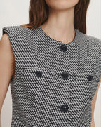 Veronica Beard Tamara Tweed Vest - Navy/Dove White