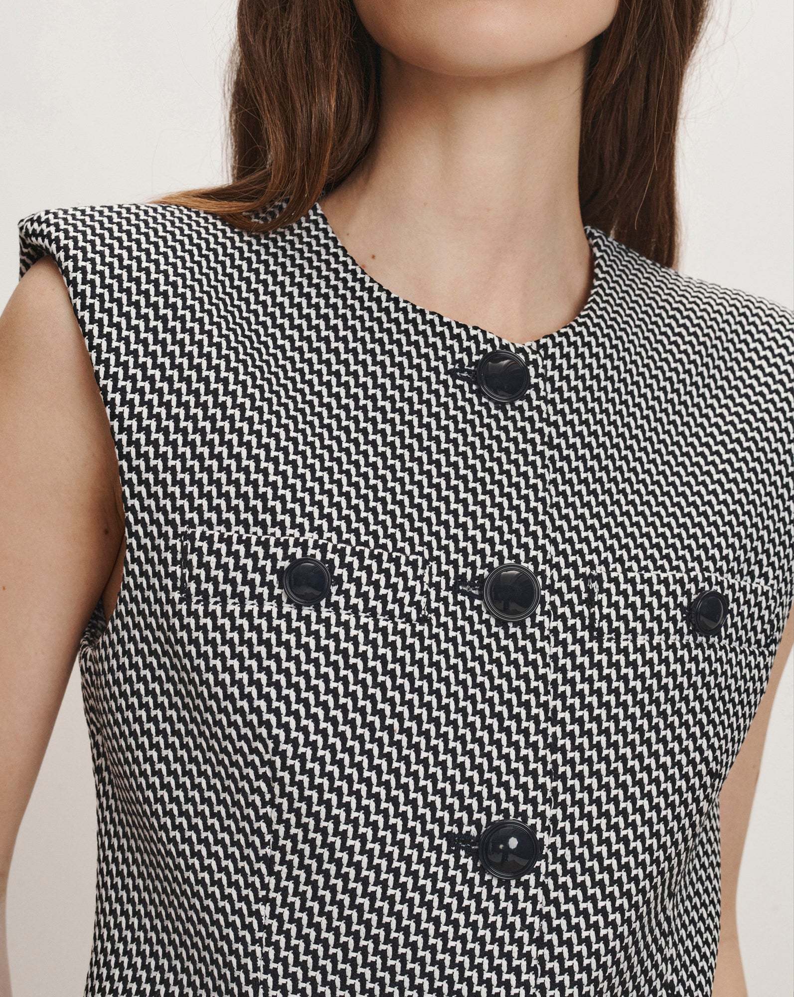 Veronica Beard Tamara Tweed Vest - Navy/Dove White