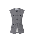 Veronica Beard Tamara Tweed Vest - Navy/Dove White