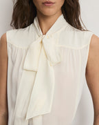 Veronica Beard Magnolia Tie-Neck Blouse - Dove White