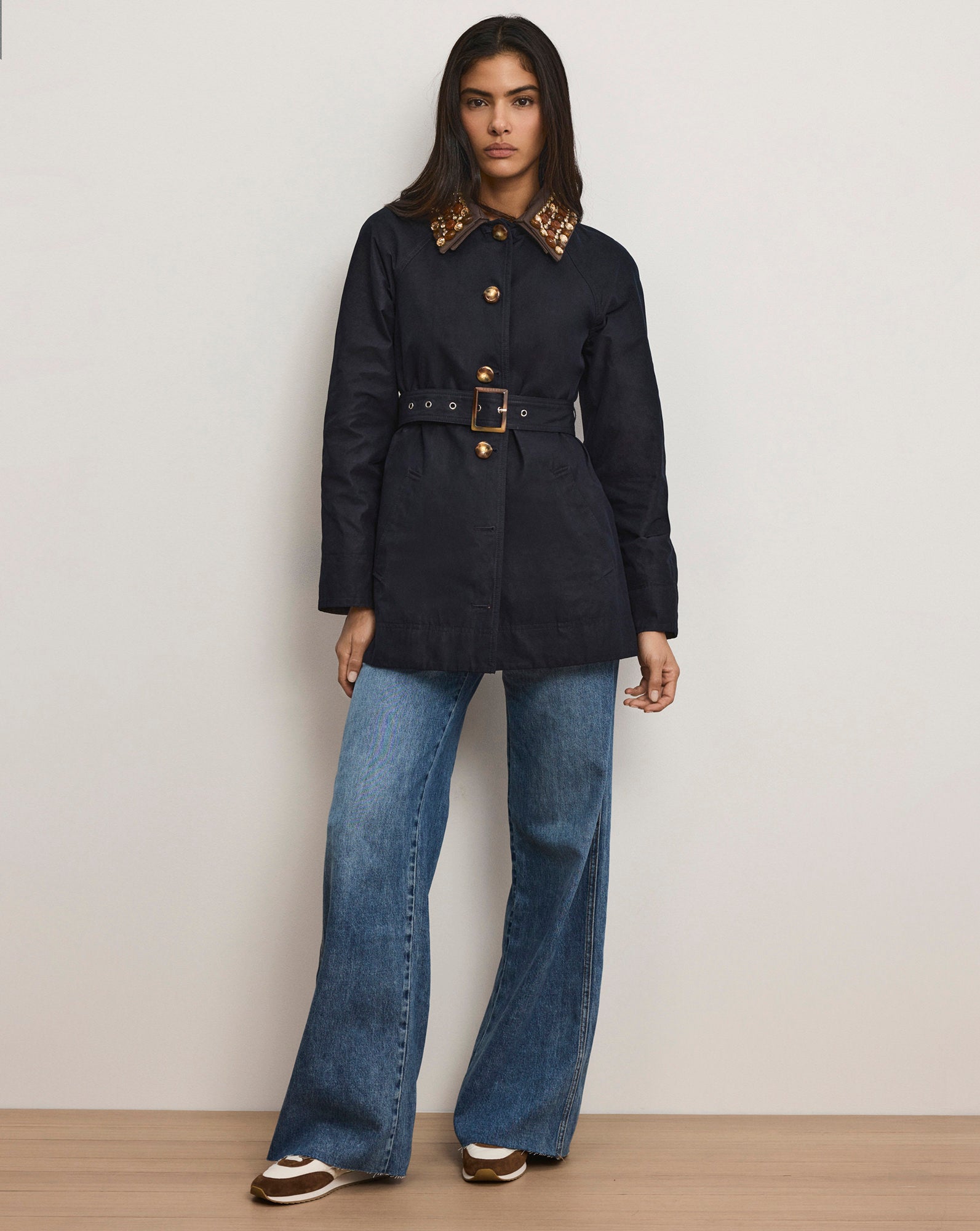Veronica Beard Langham Belted Dickey Coat - Navy