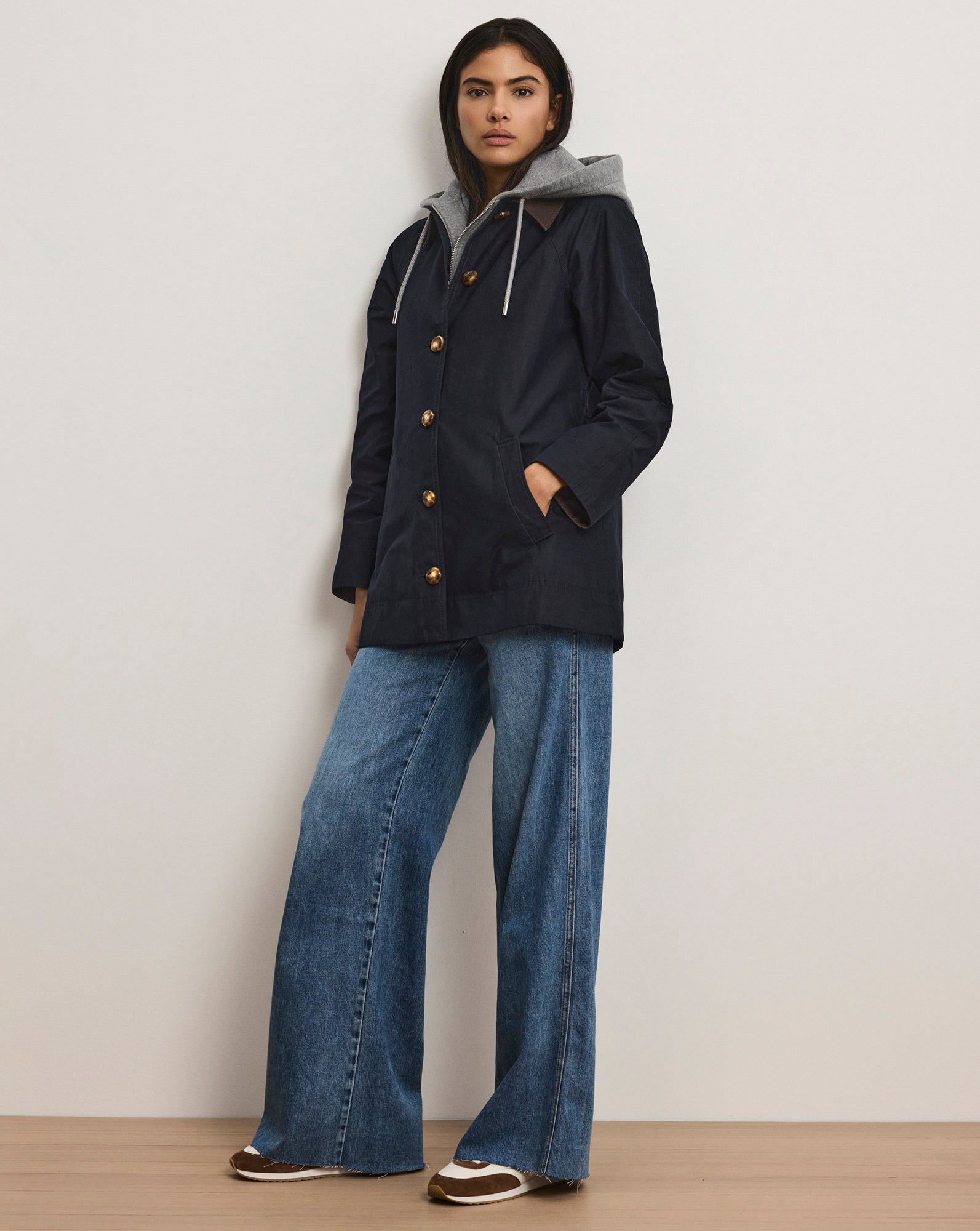 Langham Belted Dickey Coat in Navy | Veronica Beard
