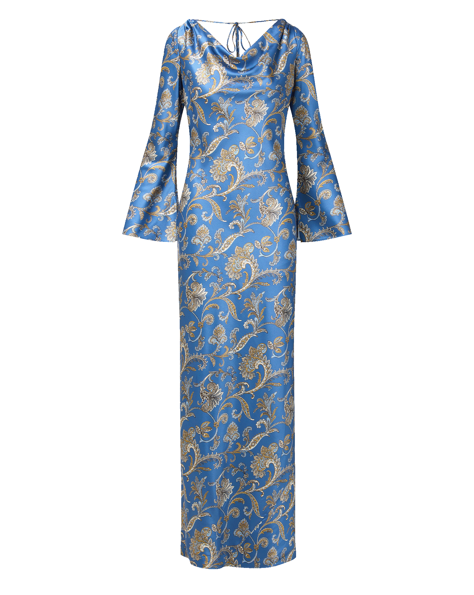 Ember Silk-Blend Maxi Dress in Blue Coast Multi Paisley