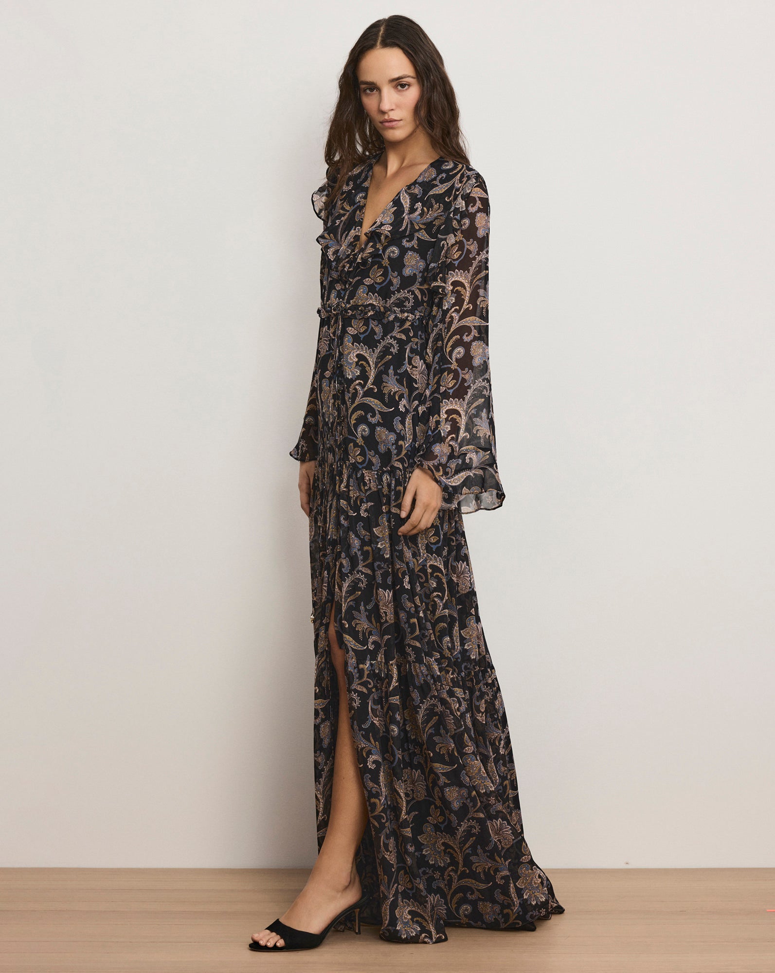 Veronica Beard Akara Silk Maxi Dress - Black Multi